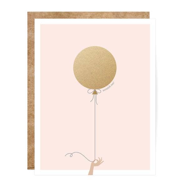 SCRATCH-OFF CARD - PINK & GOLD BALOON - BRITHDAY/EVERYTHING