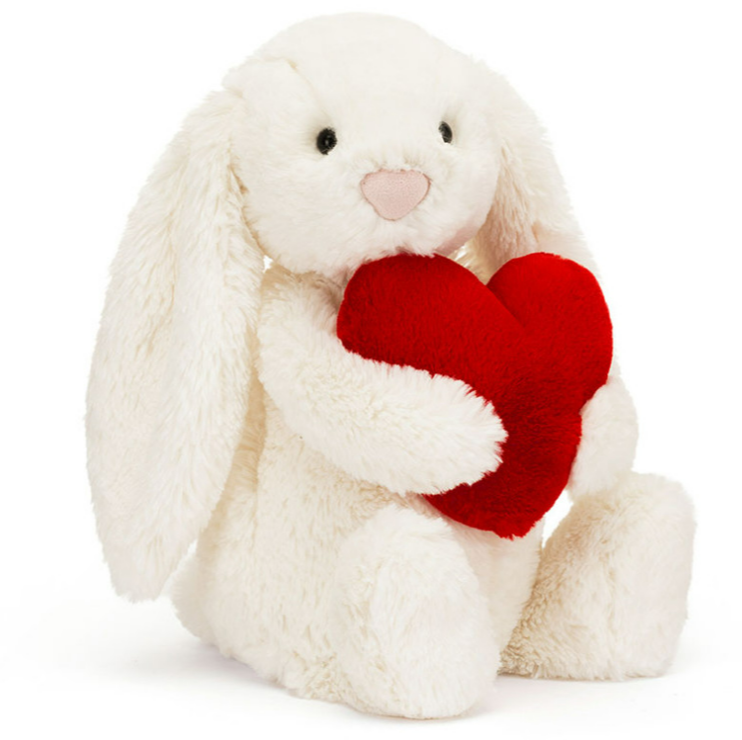 BASHFUL RED LOVE HEART BUNNY