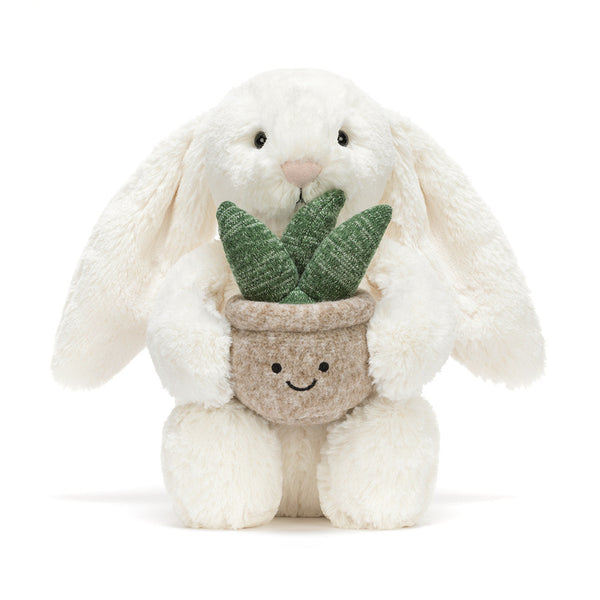 CREAM BUNNY WITH PLANT