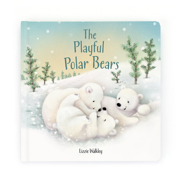 Hardcover book titled 'The Playful Polar Bears' with an illustration of three polar bears in a snowy landscape.