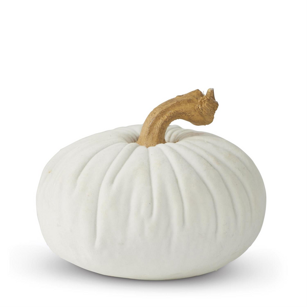 WHITE VELVET RESIN PUMPKIN