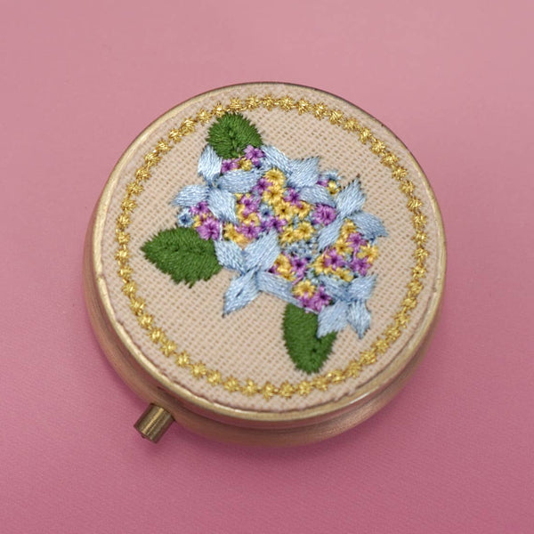 MINI JEWELRY BOX & MIRROR W/ FLORAL EMBROIDERY