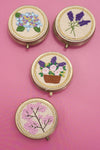 MINI JEWELRY BOX & MIRROR W/ FLORAL EMBROIDERY