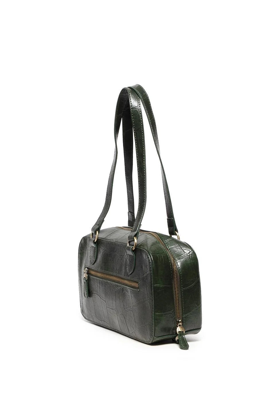 FAUX CROC BOSTON SHOULDER BAG