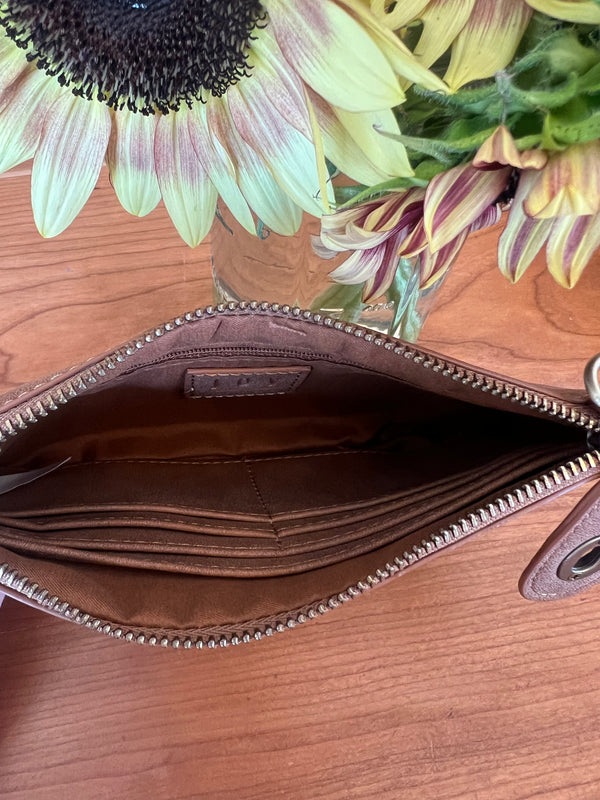 FAUX SUEDE MINI CROSSBODY WRISTLET CLUTCH
