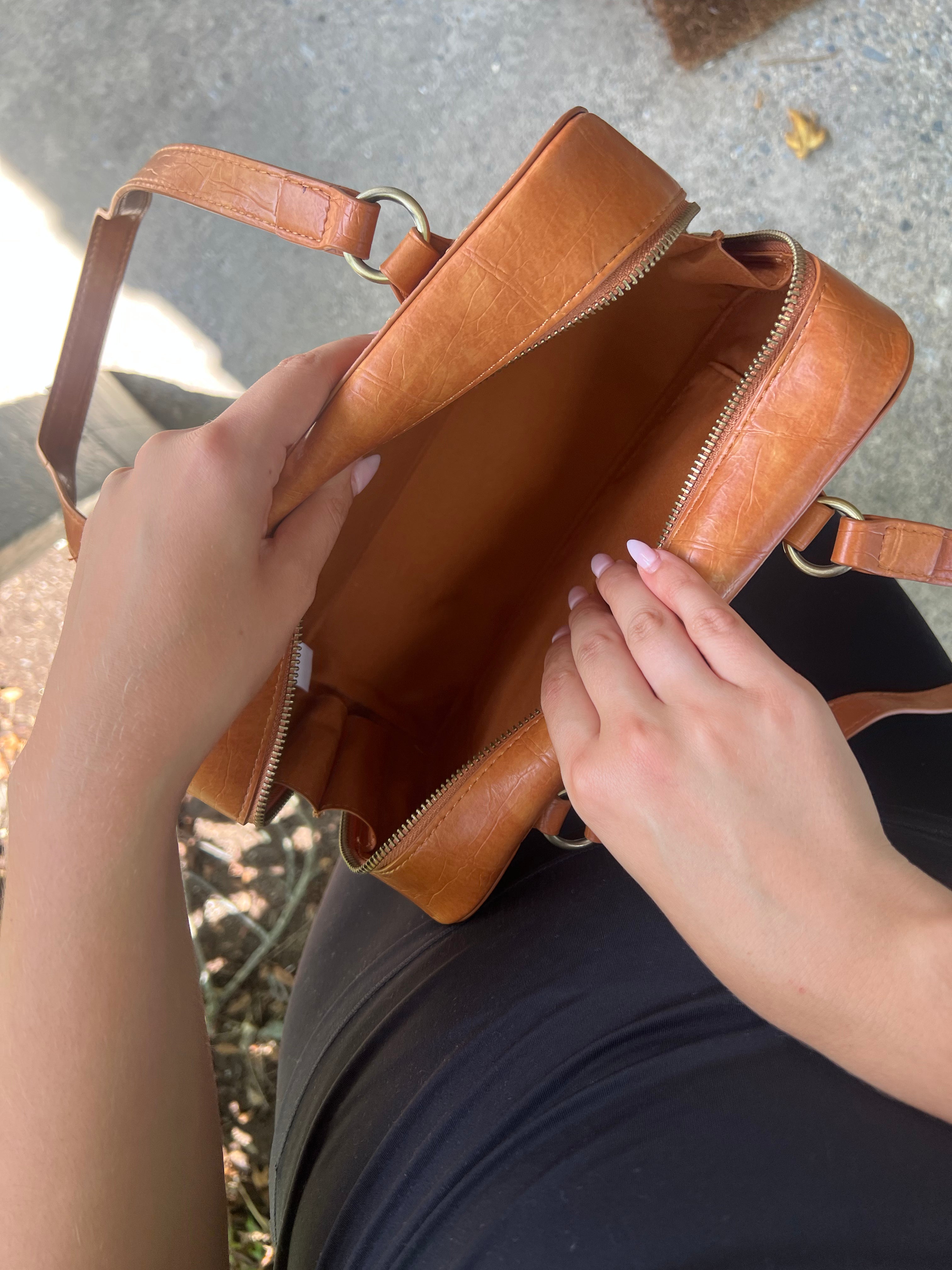 FAUX CROC BOSTON SHOULDER BAG
