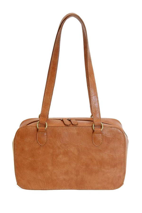 FAUX CROC BOSTON SHOULDER BAG