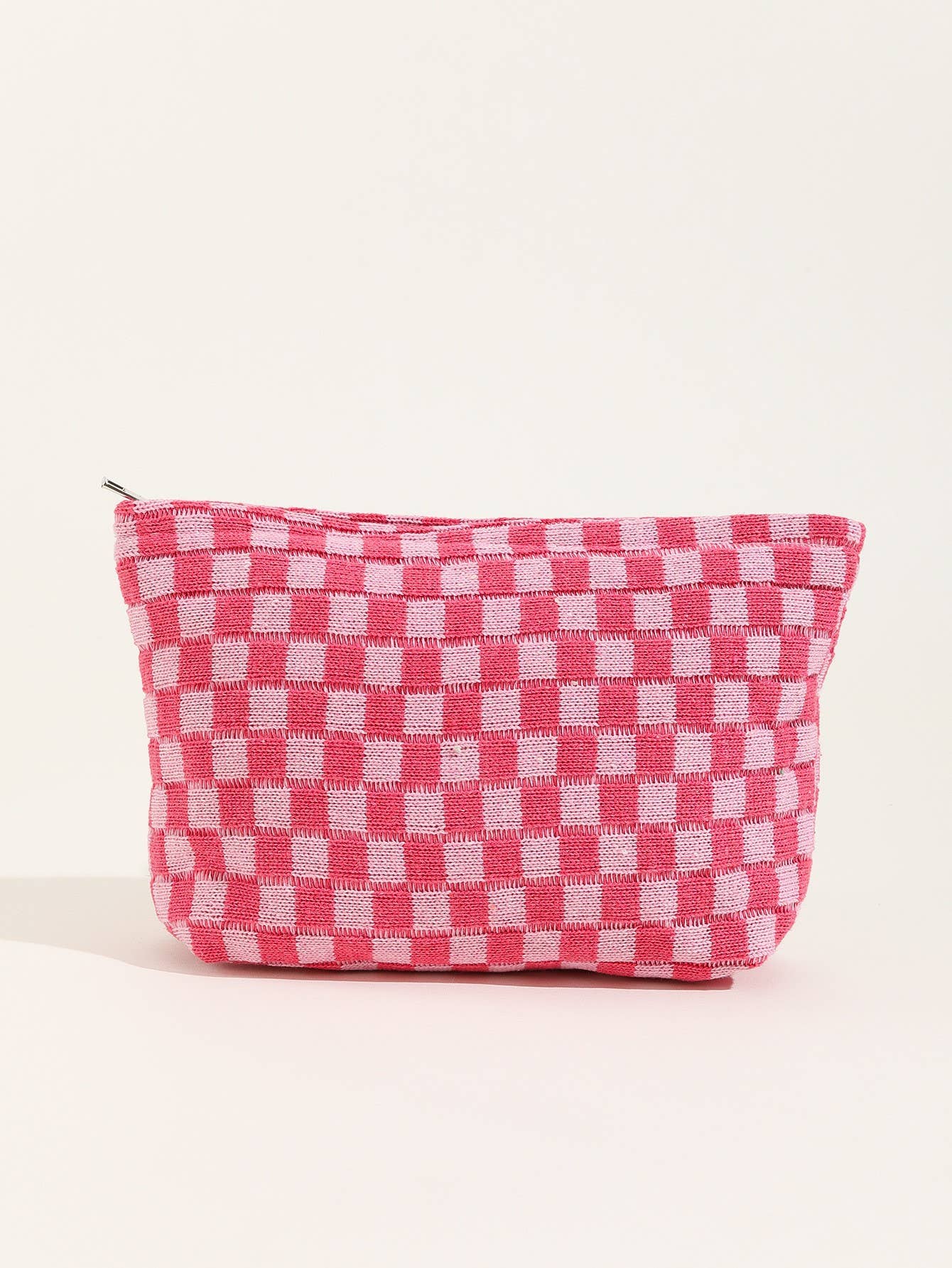 TRAVEL CHECKER COSMETIC POUCH HOT PINK
