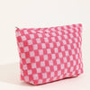 TRAVEL CHECKER COSMETIC POUCH HOT PINK
