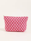 TRAVEL CHECKER COSMETIC POUCH HOT PINK