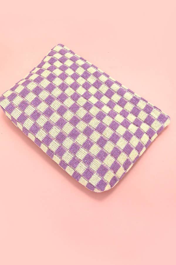 TRAVEL CHECKER COSMETIC POUCH LAVENDER