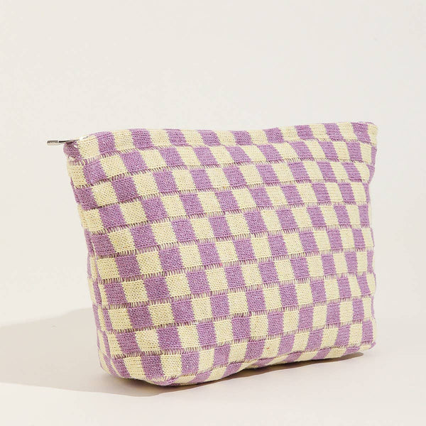 TRAVEL CHECKER COSMETIC POUCH LAVENDER