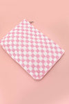 TRAVEL CHECKER COSMETIC POUCH LT PINK
