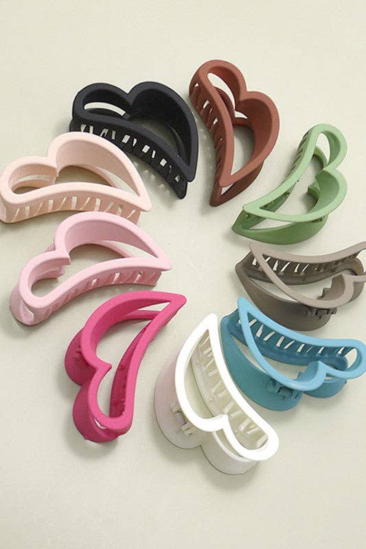 CURVED HEART HAIR CLAW CLIPS