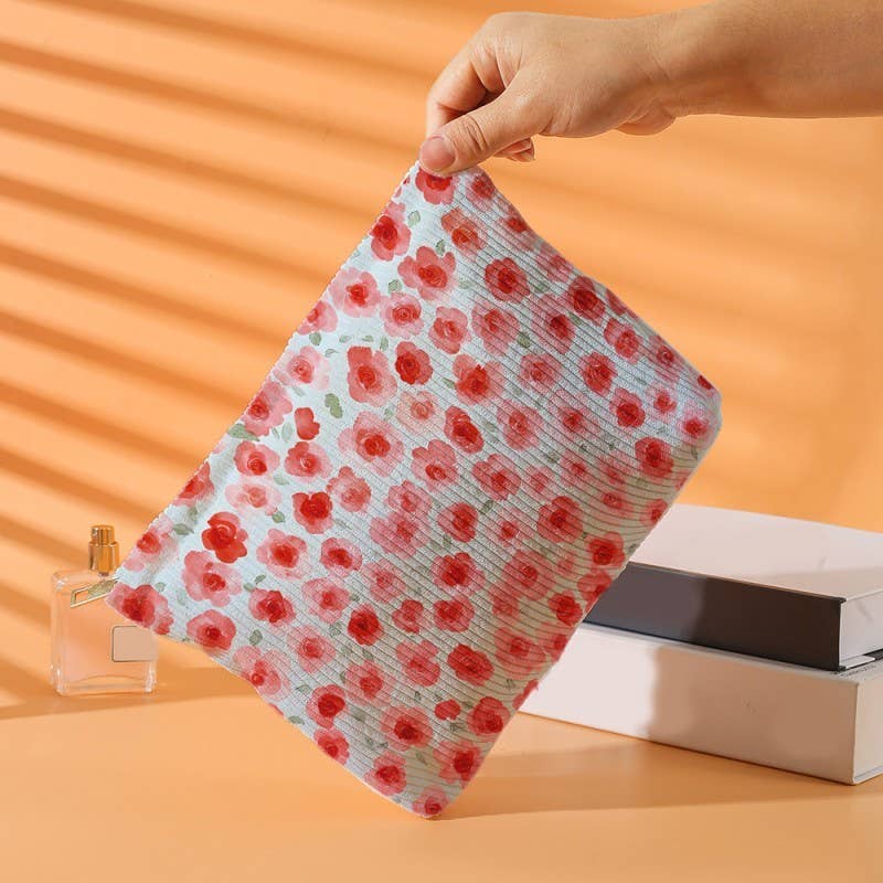 TRAVEL BOW CHERRY COSMETIC POUCH FLOWER