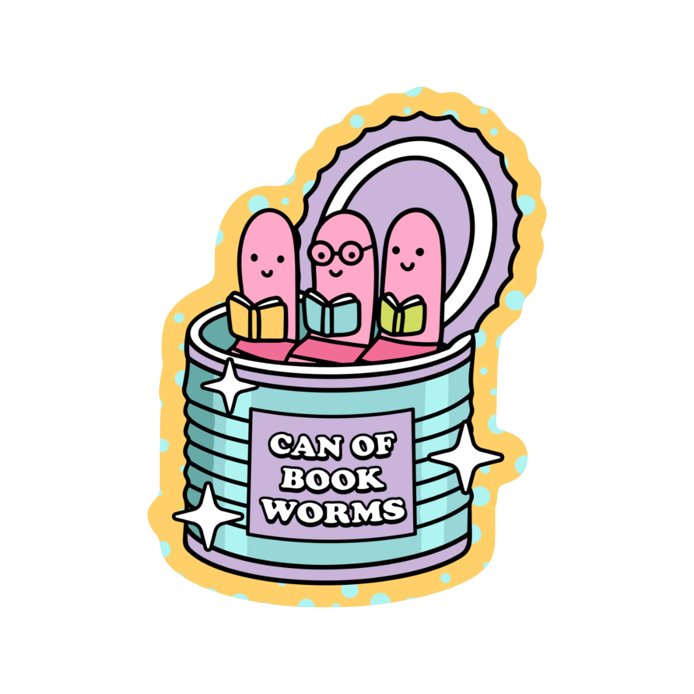 CAN OF BOOK WORMS STICKER