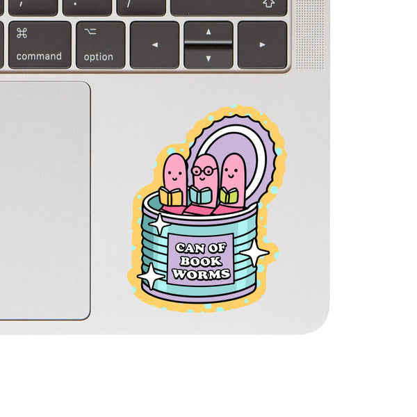 CAN OF BOOK WORMS STICKER