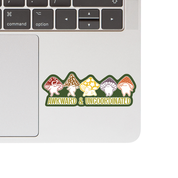 AWKWARD UNCOORDINATED FUNNY MUSHROOM CUTE STICKER