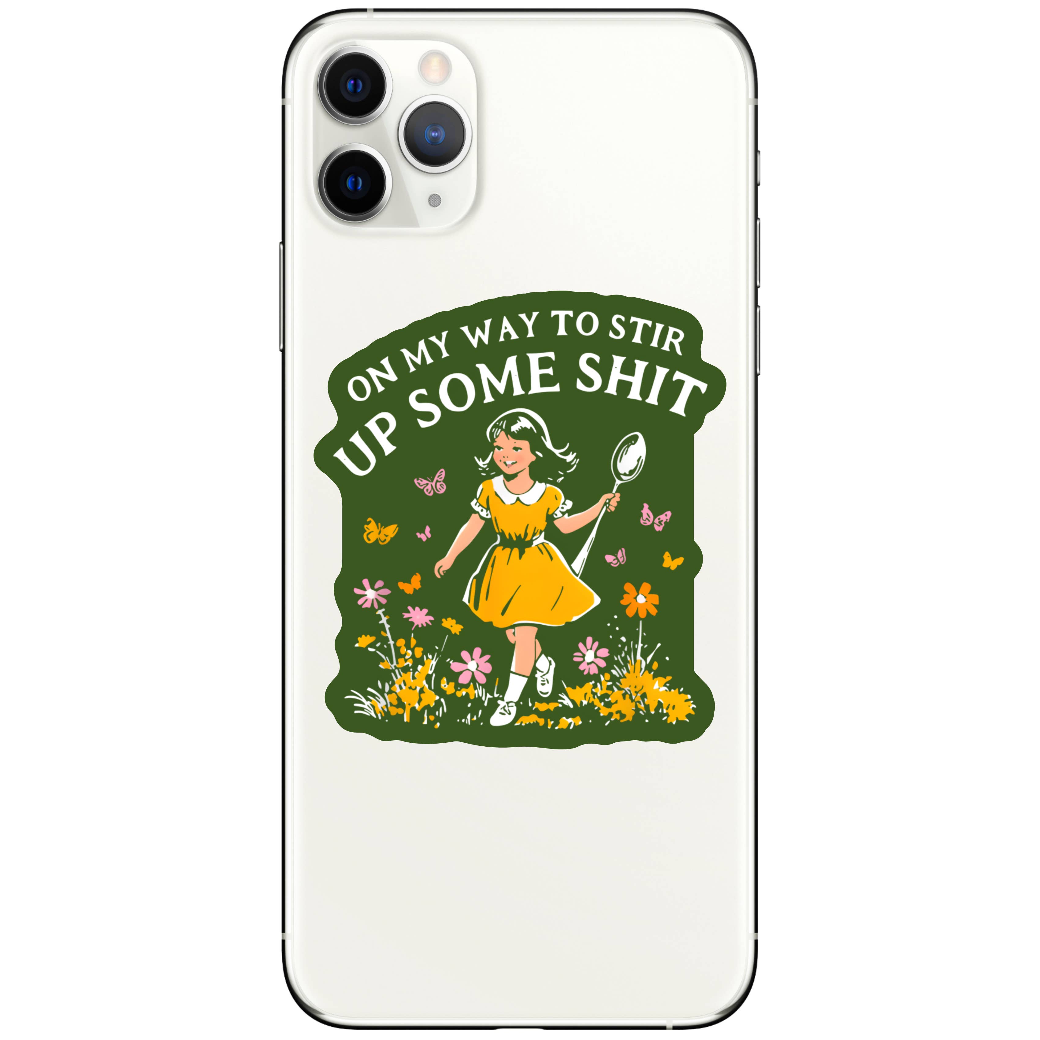 STIR UP SOME SHIT FLOWER FUNNY SWEAR STICKER