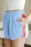 STRIPE COLORBLOCK HIGH WAIST SHORTS