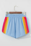 STRIPE COLORBLOCK HIGH WAIST SHORTS