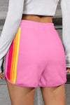 STRIPE COLORBLOCK HIGH WAIST SHORTS