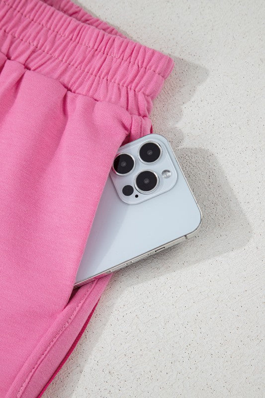 STRIPE COLORBLOCK HIGH WAIST SHORTS