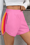 STRIPE COLORBLOCK HIGH WAIST SHORTS