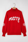 MERRY SNOWFLAKE TURTLENECK CHRISTMAS SWEATER
