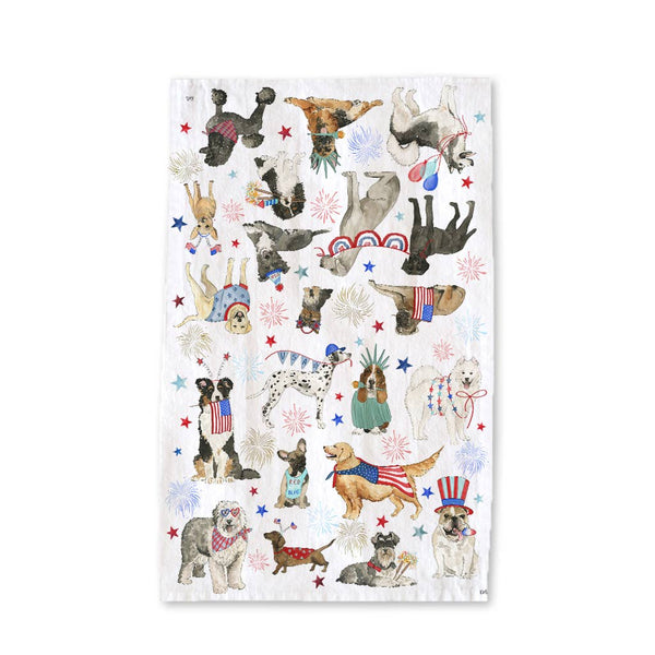 PATRIOTIC DOGS KITCHEN TOWEL - FOURTH OF JULY TEA TOWEL