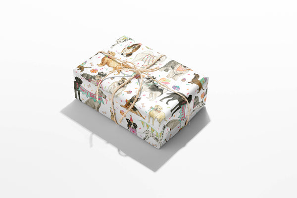 PAWTY PUPS - BIRTHDAY DOGS WRAPPING PAPER 3 SHEET ROLL