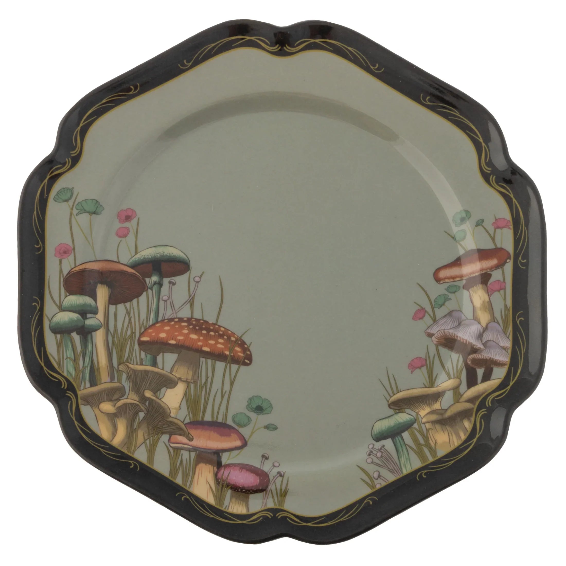 MIDNIGHT MUSHROOM MEADOW MELAMINE SALAD PLATE