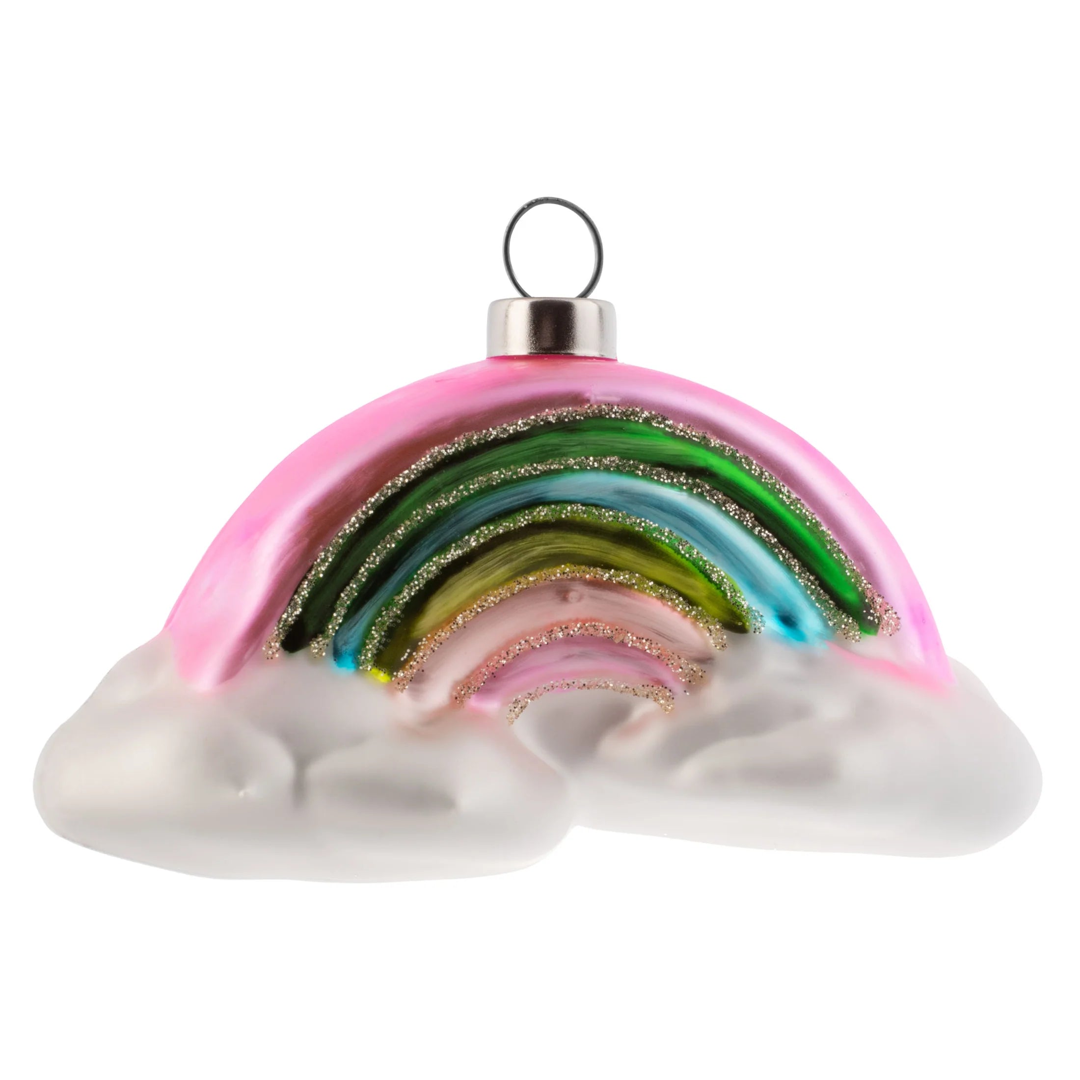 RAINBOW W/ CLOUDS MERCURY GLASS ORNAMENT