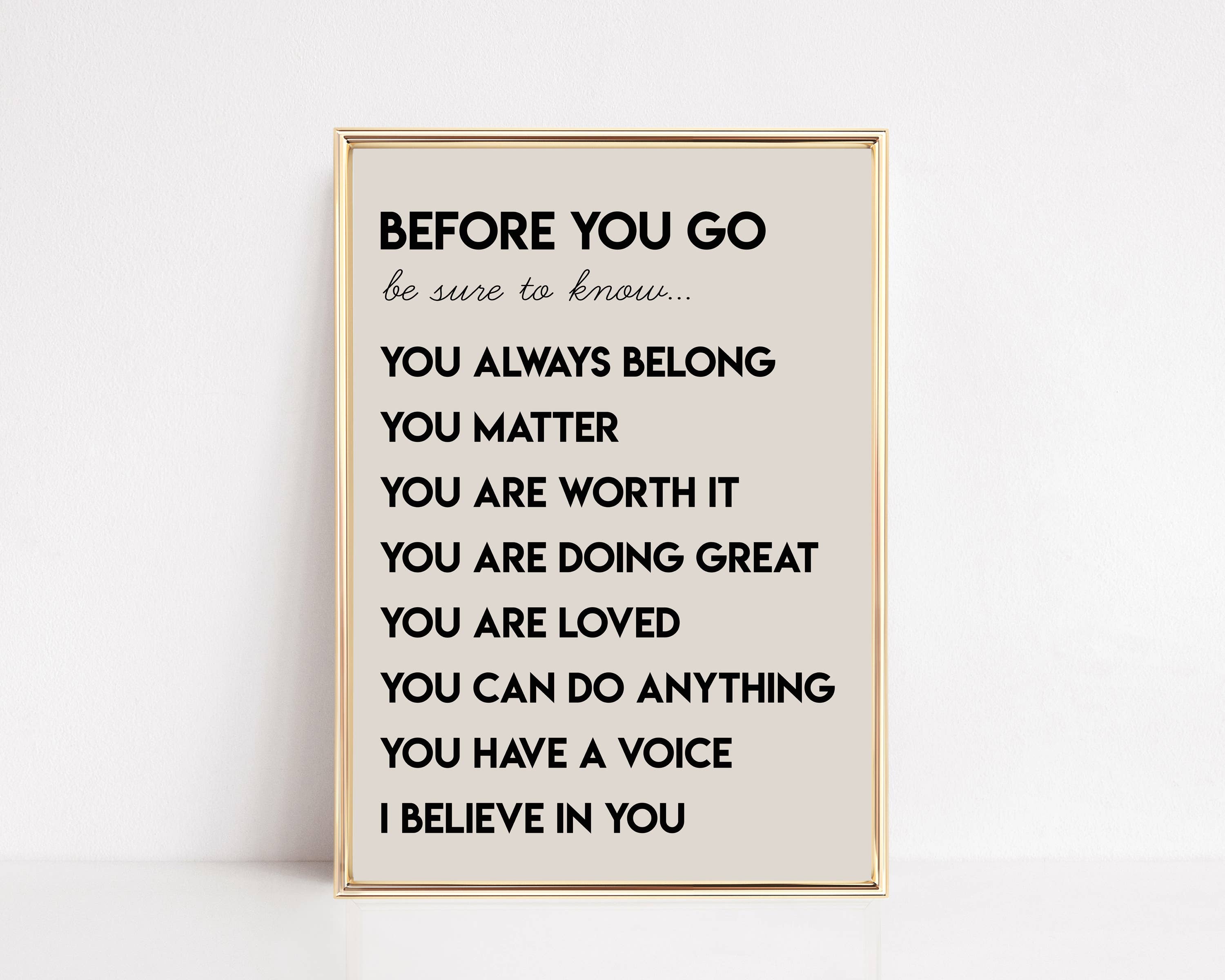 BEFORE YOU GO AFFIRMATIONS WALL ART PRINT