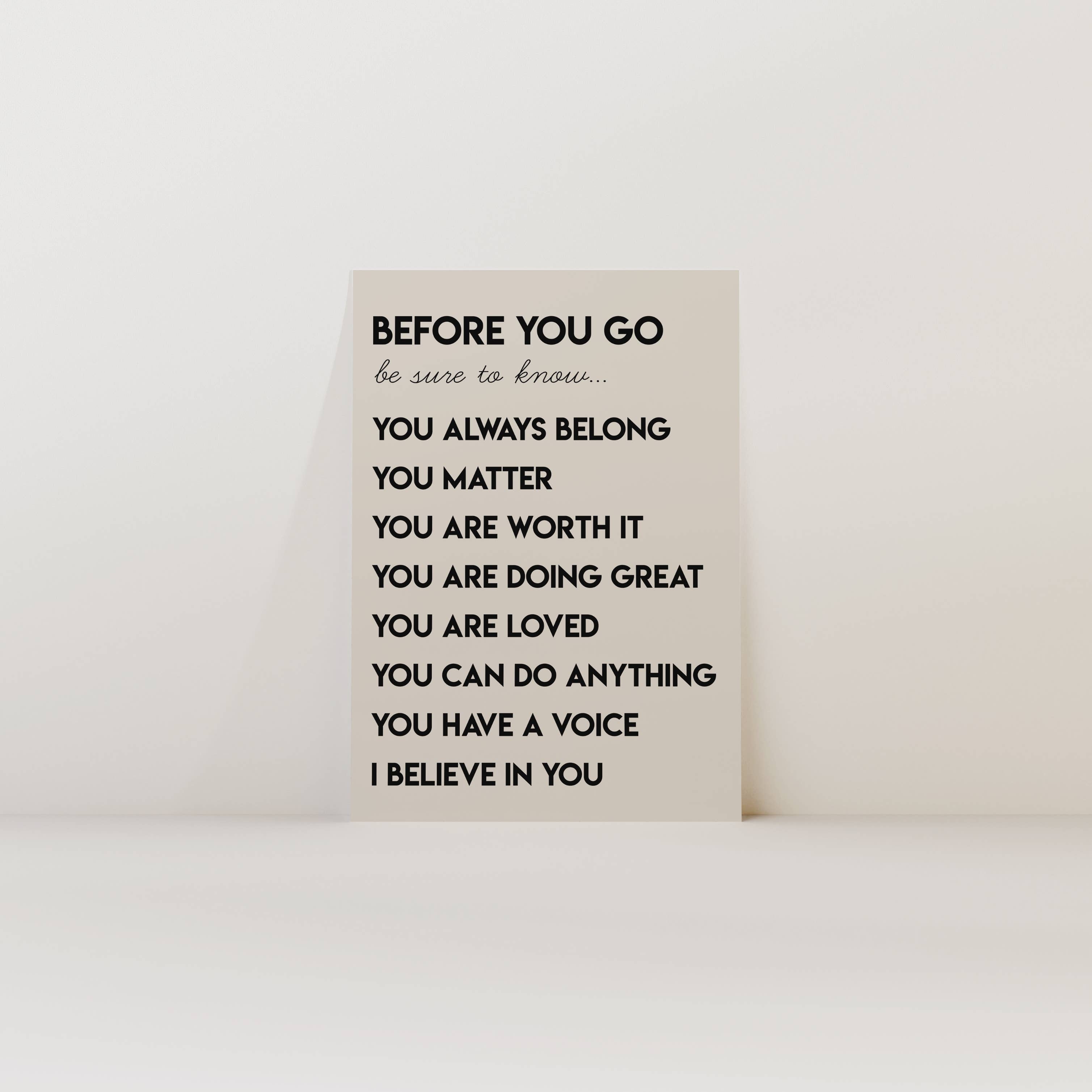BEFORE YOU GO AFFIRMATIONS WALL ART PRINT