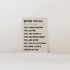 BEFORE YOU GO AFFIRMATIONS WALL ART PRINT