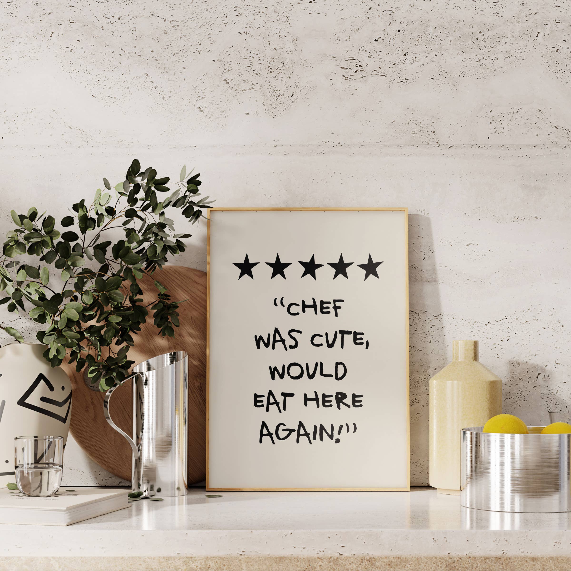 CHEF WAS CUTE RATING | FUNNY KITCHEN WALL ART PRINT