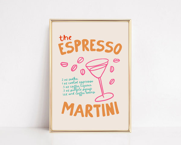 ESPRESSO MARTINI | COLORFUL BAR CART WALL ART PRINT