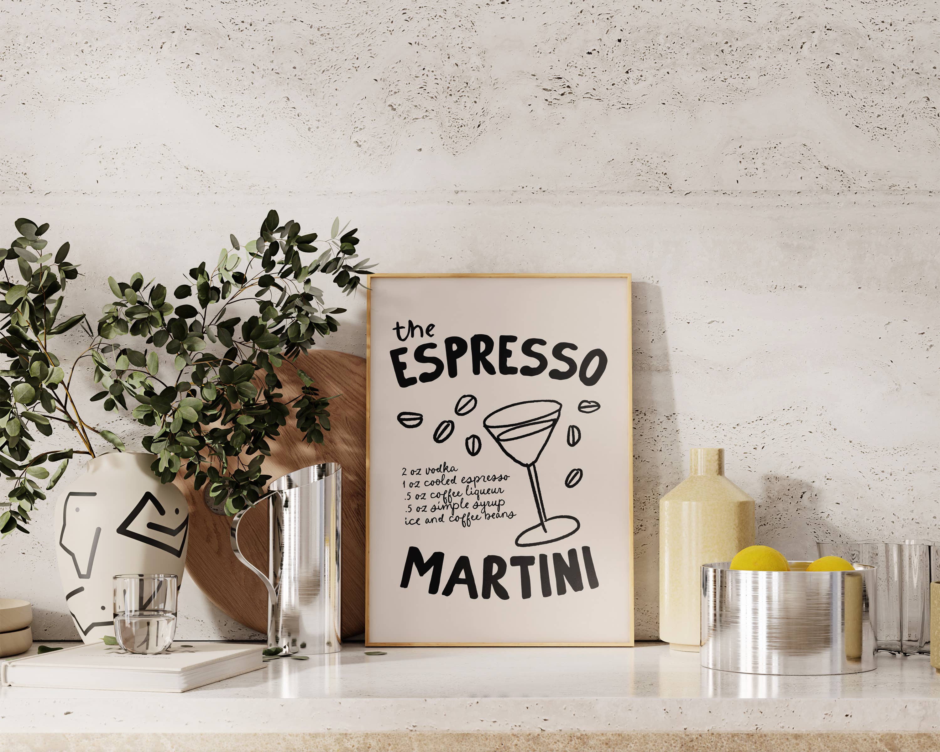 ESPRESSO MARTINI | NEUTRAL BAR CART WALL ART PRINT