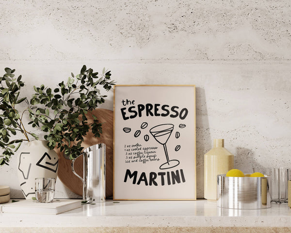 ESPRESSO MARTINI | NEUTRAL BAR CART WALL ART PRINT