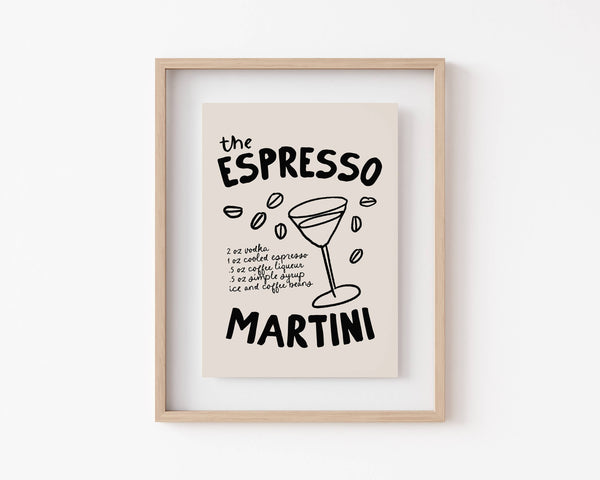 ESPRESSO MARTINI | NEUTRAL BAR CART WALL ART PRINT