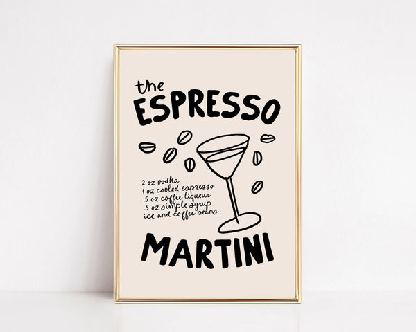 ESPRESSO MARTINI | NEUTRAL BAR CART WALL ART PRINT