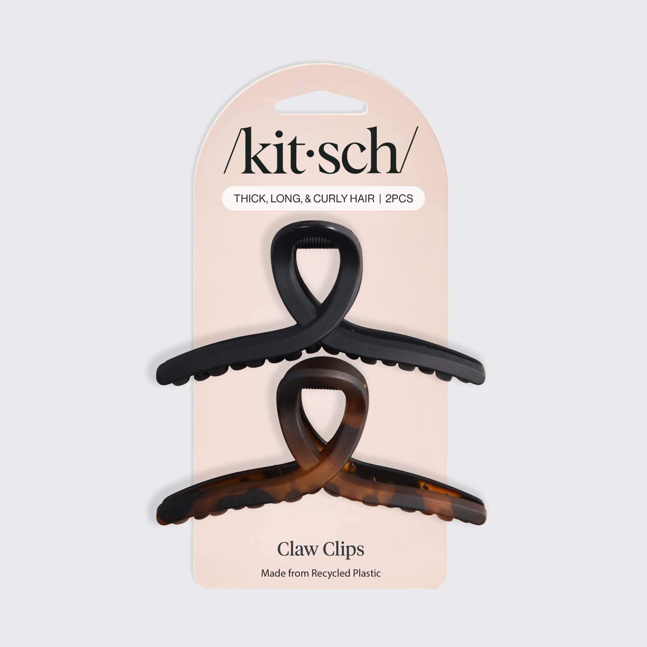 RECYCLED PLASTIC LARGE LOOP CLAW CLIPS 2PC - BLACK & TORT