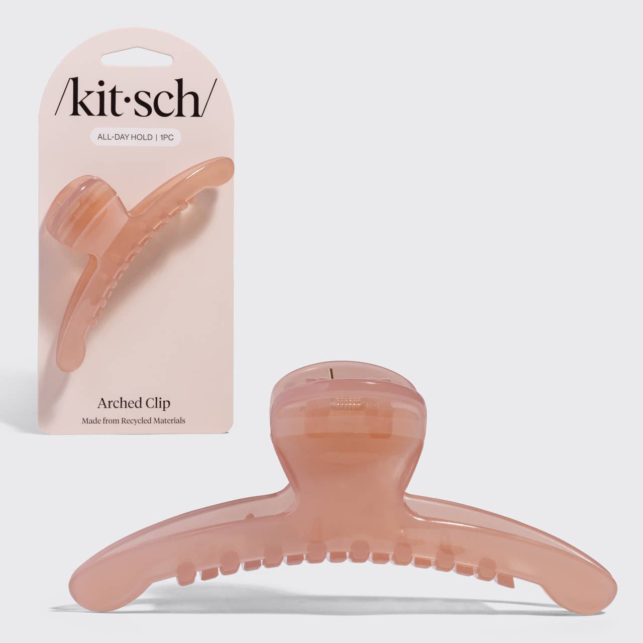 RECYCLED PLASTIC LARGE ARCHED CLIP - SOFT PINK