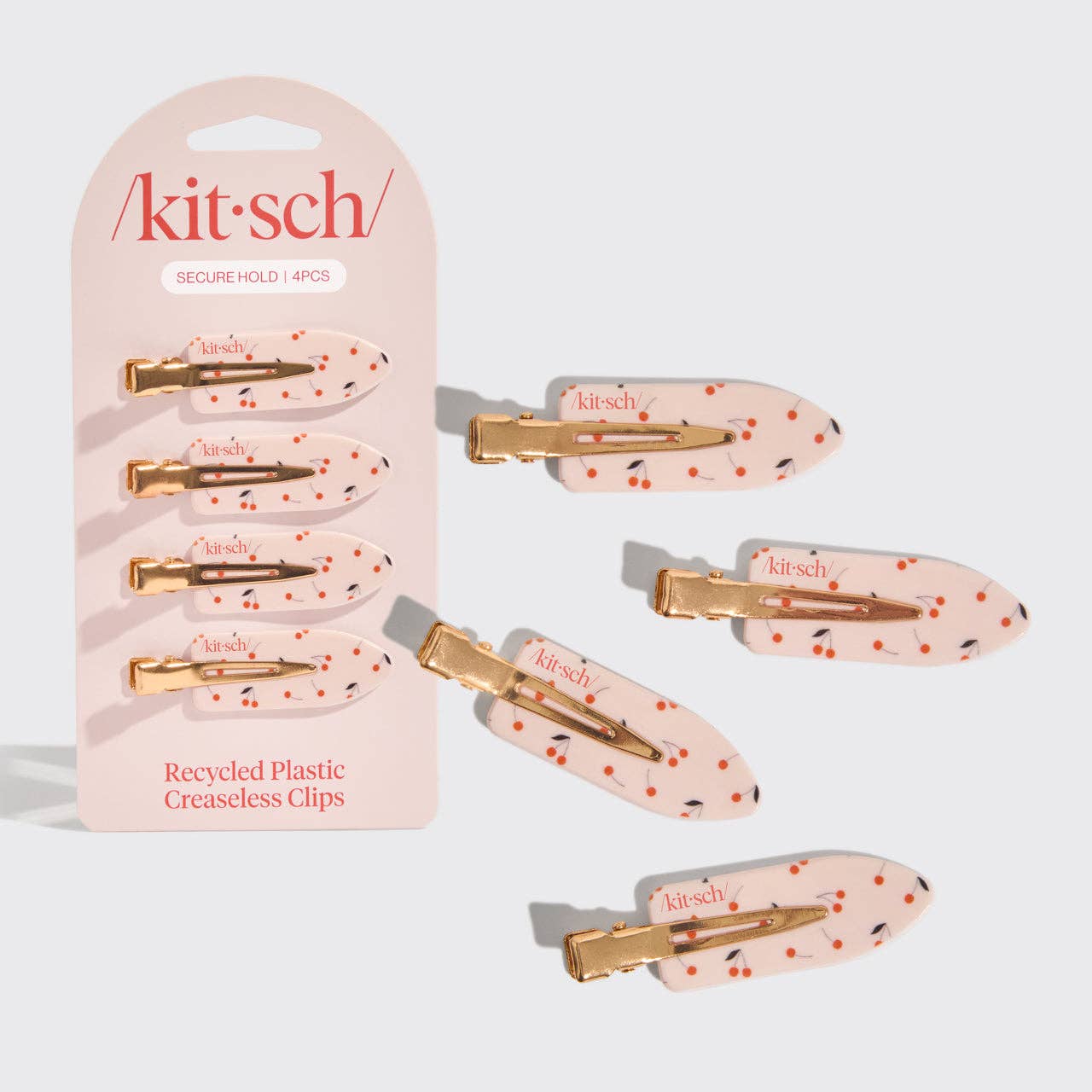 RECYCLED PLASTIC CREASELESS CLIPS 4PC SET- CHERRY PRINT