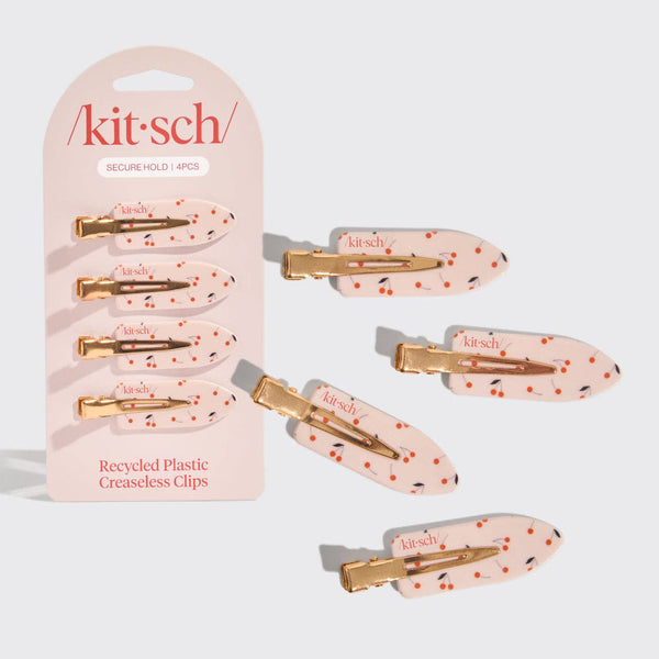 RECYCLED PLASTIC CREASELESS CLIPS 4PC SET- CHERRY PRINT