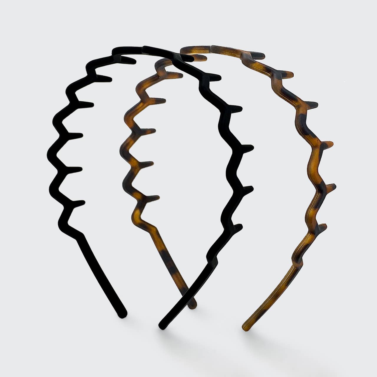 ZIG ZAG HEADBAND 2 PC - BLACK & TORT
