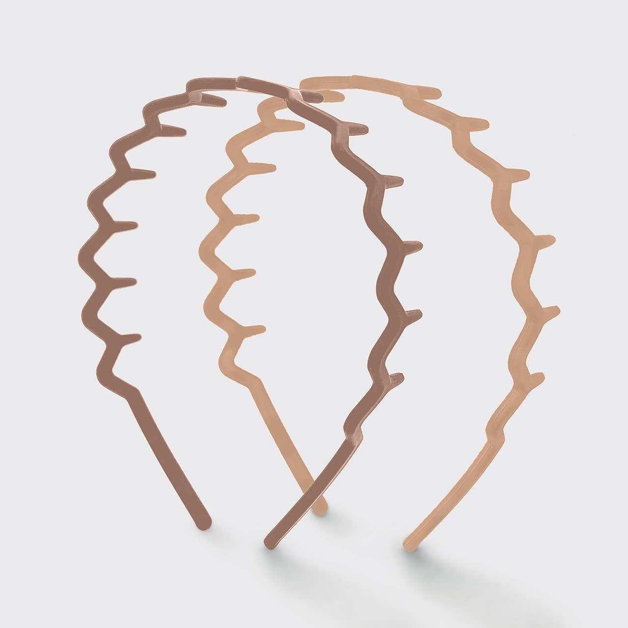 RECYCLED PLASTIC ZIG ZAG HEADBAND 2 PC - NEUTRAL