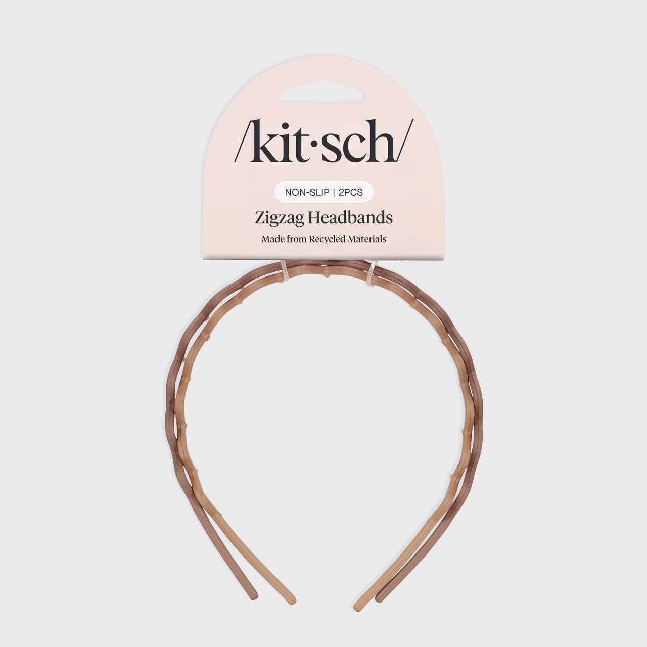 RECYCLED PLASTIC ZIG ZAG HEADBAND 2 PC - NEUTRAL