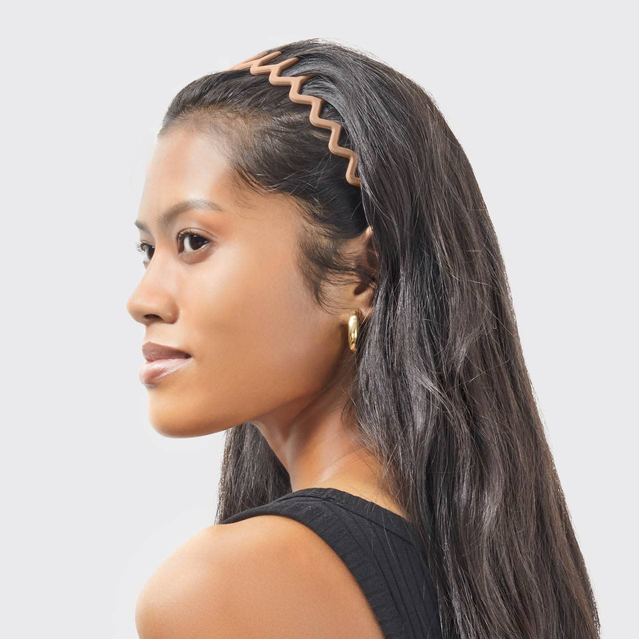 RECYCLED PLASTIC ZIG ZAG HEADBAND 2 PC - NEUTRAL